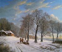 Winterlandschaft, &Ouml;l auf Leinwand, 50 x 60 cm